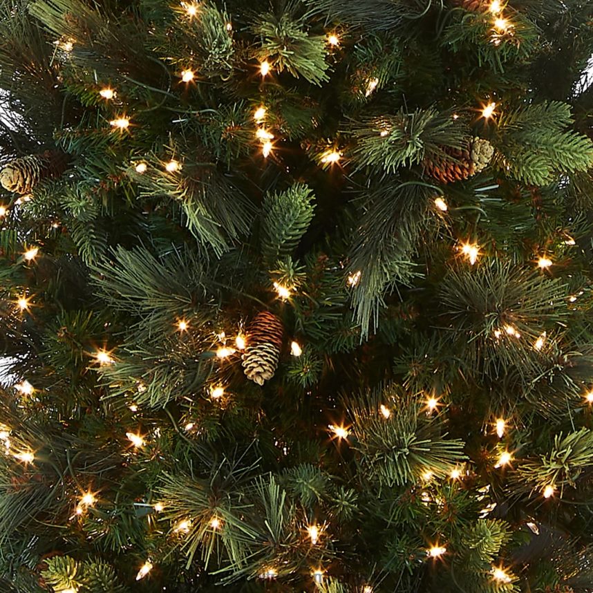 Trees | National Tree Company Pre-Lit \Feel Real\ Artificial Giant Christmas Tree Green Carolina Pine White Lights Flocked with Pine Cones Includes Stand 10 feet F2L4F160